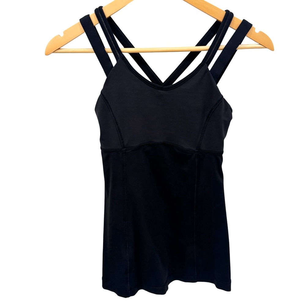 Lululemon Strappy Built-In Bra Tank Black Size 4 No Pads Yoga Studio Athleisure
